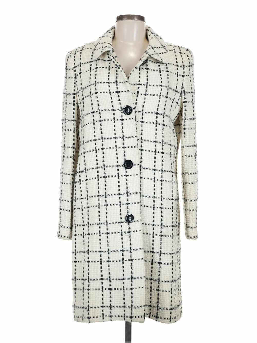 Forecaster Of Boston Winter White Black Plaid Pea Coat 8 Vintage Tweed Jacket